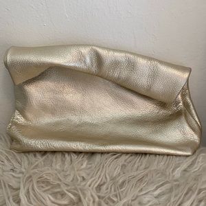 Marie Turnor Gold Leather Lunch Clutch